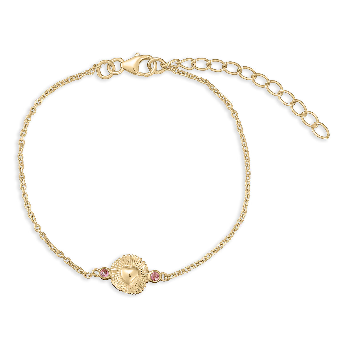 Open Heart armbånd i 18 karat guldbelagt sølv med pink turmalin
