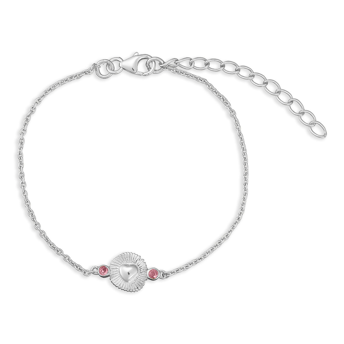 Open Heart armbånd i sølv med pink turmalin