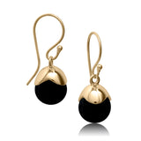Glory øreringe i 18 karat guldbelagt sølv med sort onyx