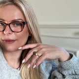 Bee ring aus 18 Karat vergoldetem Silber mit weißem und grauem Mondstein