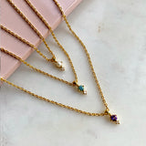 Glow halskæde i 18 karat guldbelagt sølv med ametyst og diamant