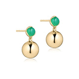 Glory øreringe i 18 karat guldbelagt sølv med grøn onyx og kugle
