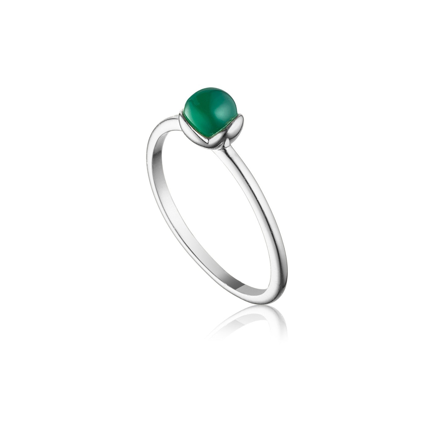 Glory sølv ring petit med grøn onyx