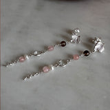 Divine øreringe i sølv med blad og ædelstene