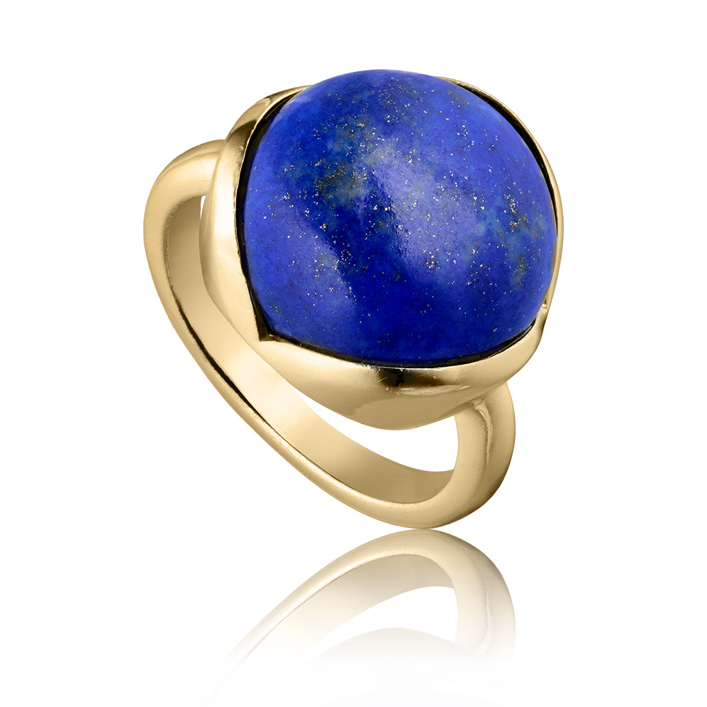 Glory ring stor 18 karat guldbelagt sølv med blå lapis lazuli