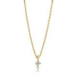 Glow halskæde i 18 karat guldbelagt sølv med hvid topas og diamant