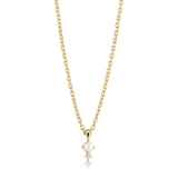 Glow halskæde i 18 karat guldbelagt sølv med ferskvandsperle og diamant