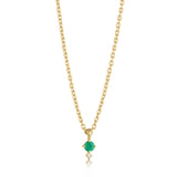 Glow halskæde i 18 karat guldbelagt sølv med smaragd og diamant