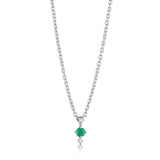 Glow sølv halskæde med smaragd og diamant