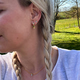 Glow øreringe i 18 karat guldbelagt sølv med blå topas og diamant