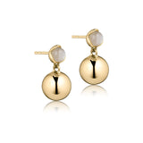 Glory øreringe i 18 karat guldbelagt sølv med grå månesten og kugle