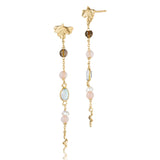 Divine øreringe i 18 karat guldbelagt sølv med blad og ædelstene