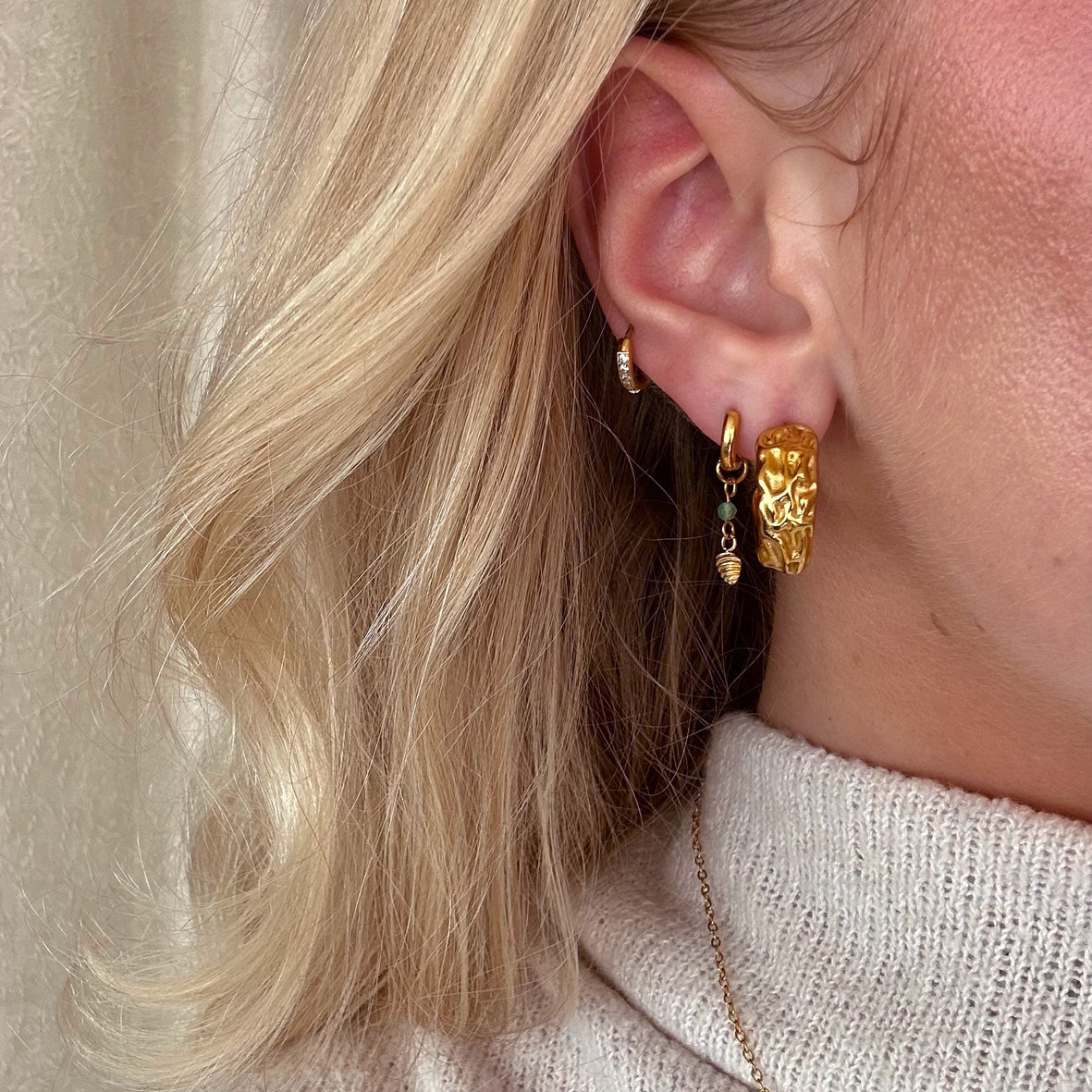 Lea shell creoler med Aventurin