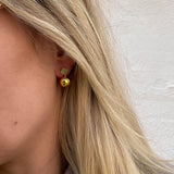 Prestige Ohrstecker aus 18 Karat vergoldetem Silber mit Aqua Chalcedon und kugel