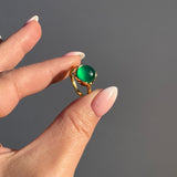 Prestige Ring aus 18 Karat vergoldetem Silber mit grünem Onyx