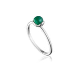 Glory sølv ring petit med  grøn onyx