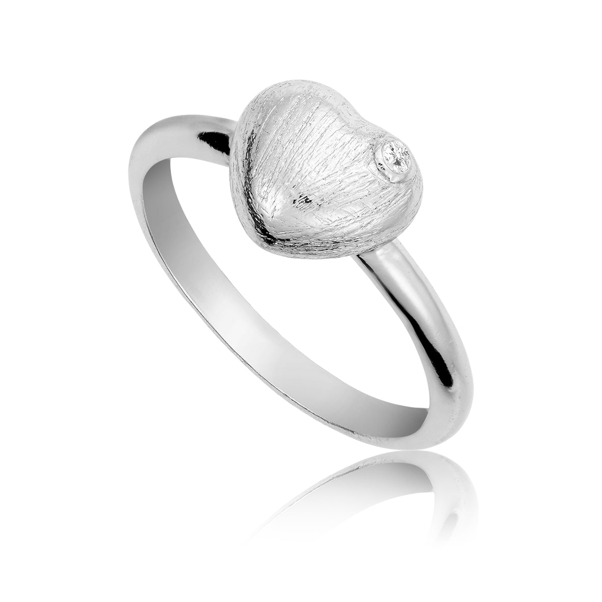 Divine ring i sølv med hjerte og zirkonia