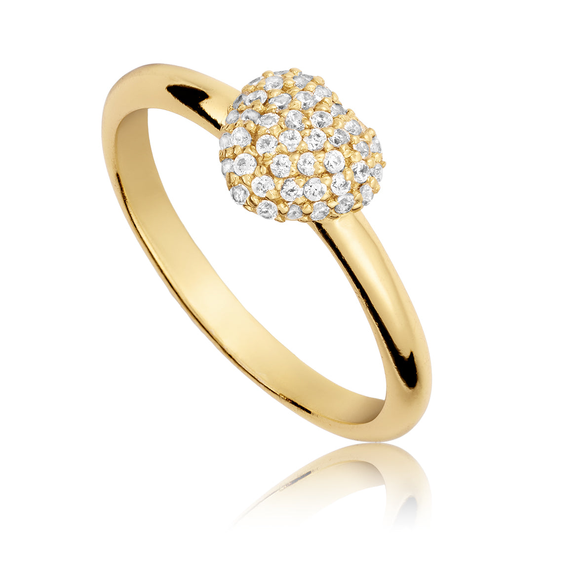 Divine ring i 18 karat guldbelagt sølv med hjerte og flere zirkonia