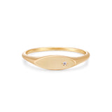 Fine signet ring i 14 kt guld med diamant