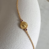 Open Heart armbånd i 18 karat guldbelagt sølv med pink turmalin
