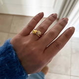 Divine ring i 18 karat guldbelagt sølv med hjerte og flere zirkonia
