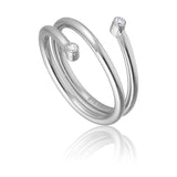 Infinity spiral ring med brillantslebne diamanter i sølv